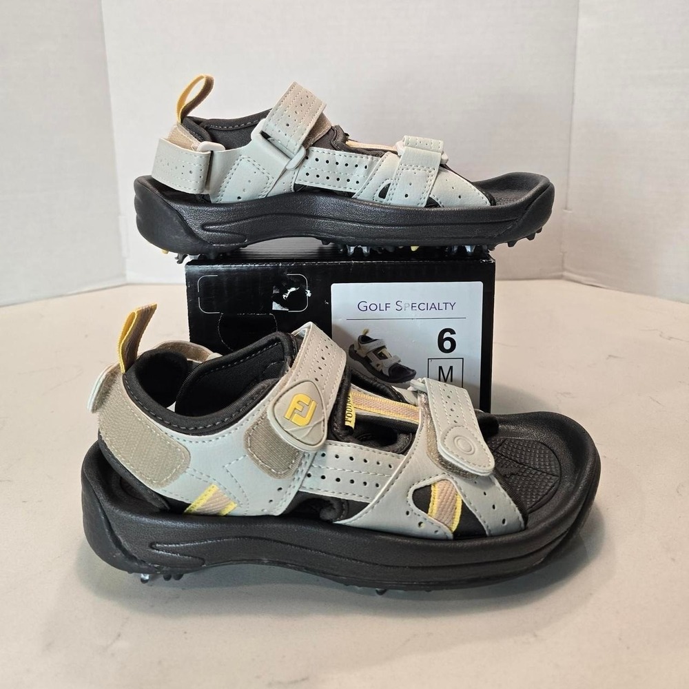 FootJoy Medium GreenJoys Women Golf Sandals/Shoes 48444-Cloud/Yellow - 6M